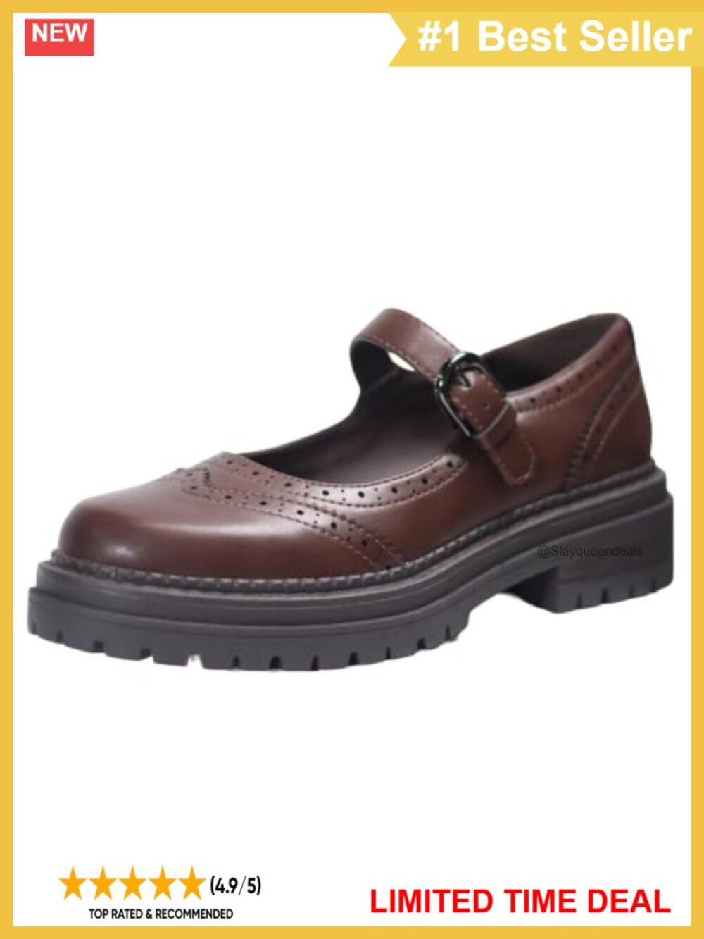 Women's T-Strap Platform Mary Jane Shoes Round Toe Non-Slip Oxfords